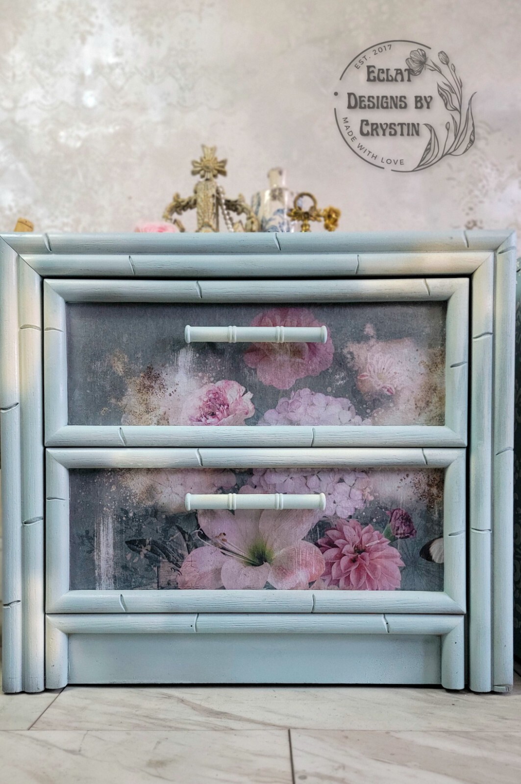Romantic Blush Bouquet bali nightstands end tables set
