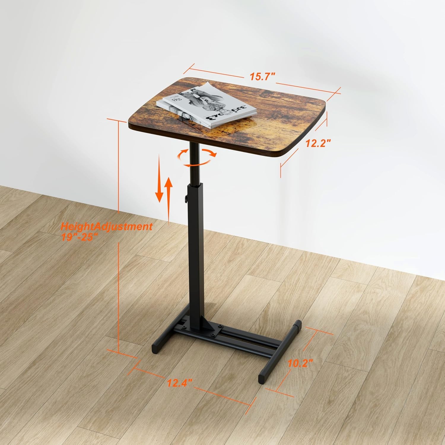 TV Tray Table for Small Spaces with 360° Swivel Tabletop & Height Adjustable,C S