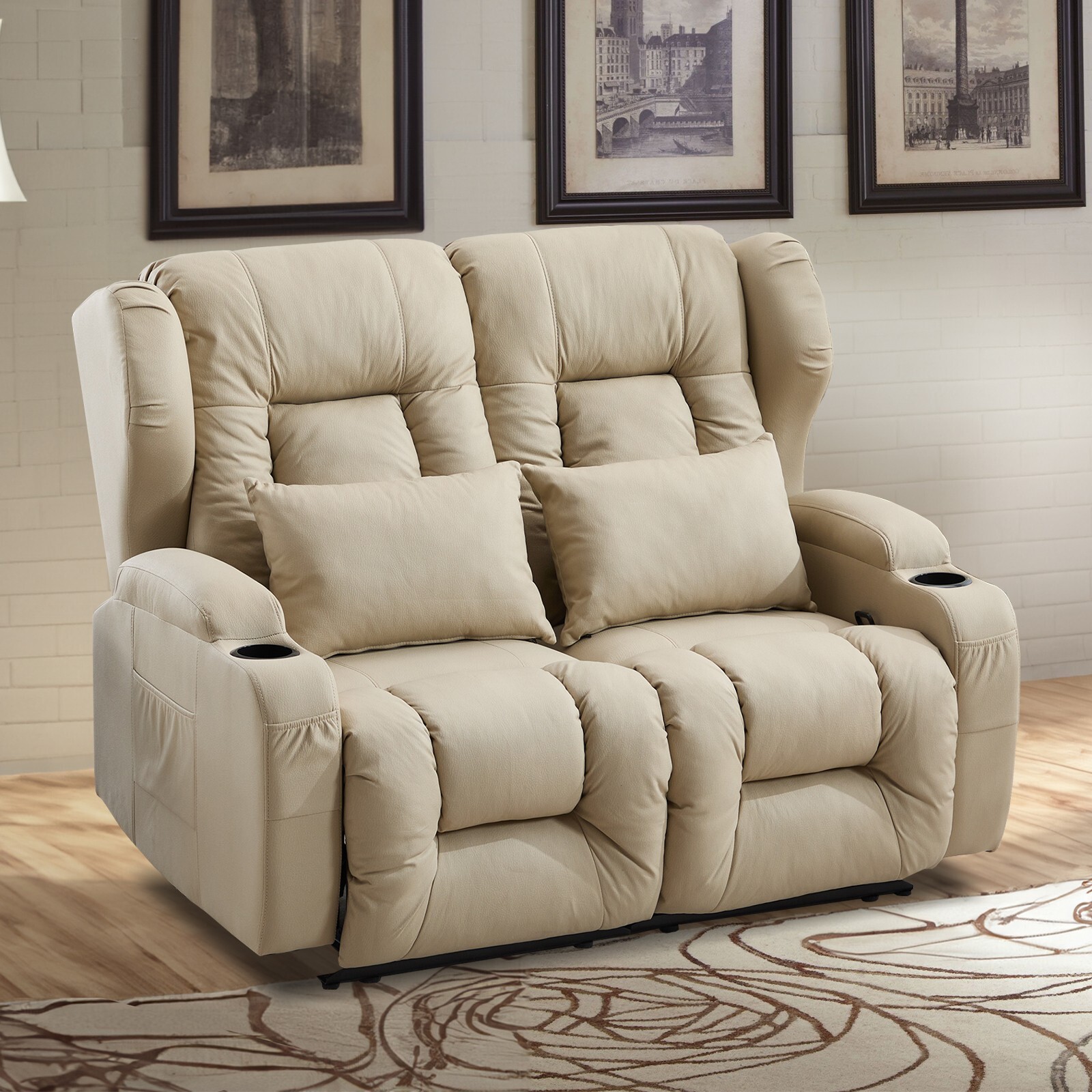 Loveseat Recliner Chair Manual Double Sofa Home Theater Seating for Living Room