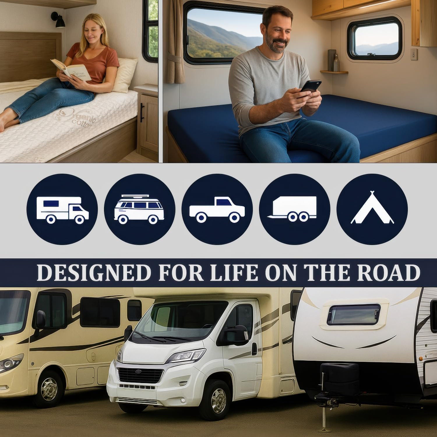 4” X 24” X 72” Truck, Camper, RV Travel Visco Gel Memory Foam Bunk Mattress