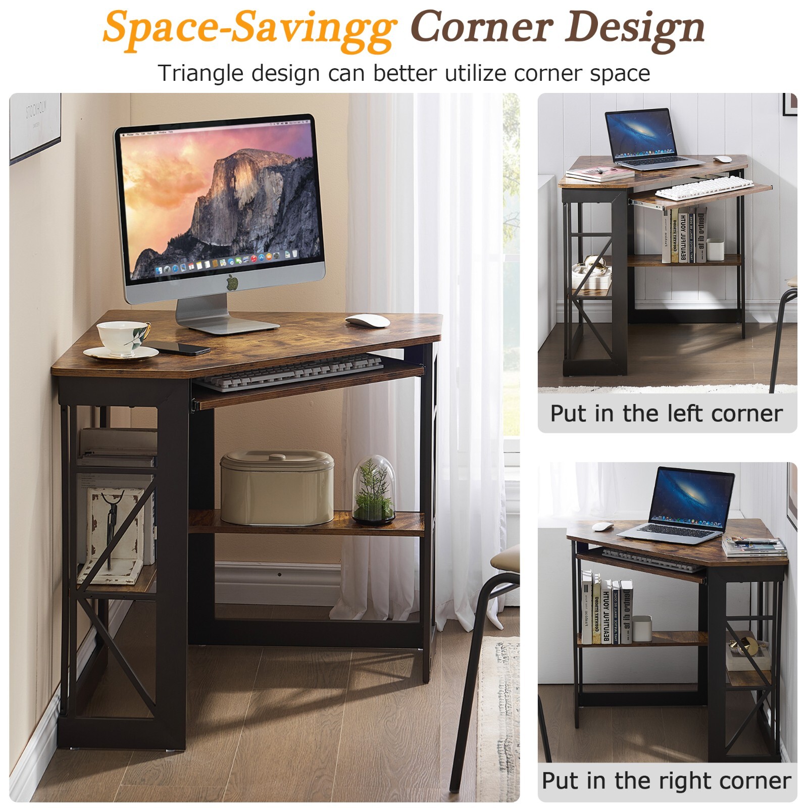 Corner Desk Laptop Gaming Table Computer Home Office Table Workstation w/Drawer