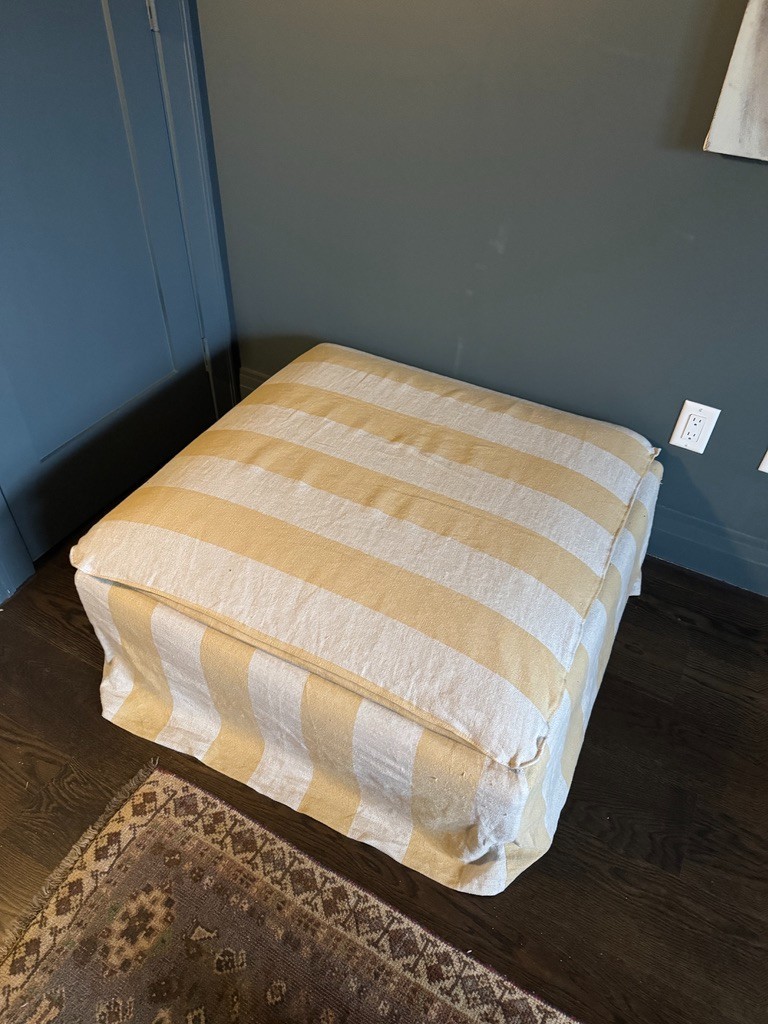 Bemz Striped Linen Cover for IKEA Söderhamn Footstool Ottoman – Loose Fit