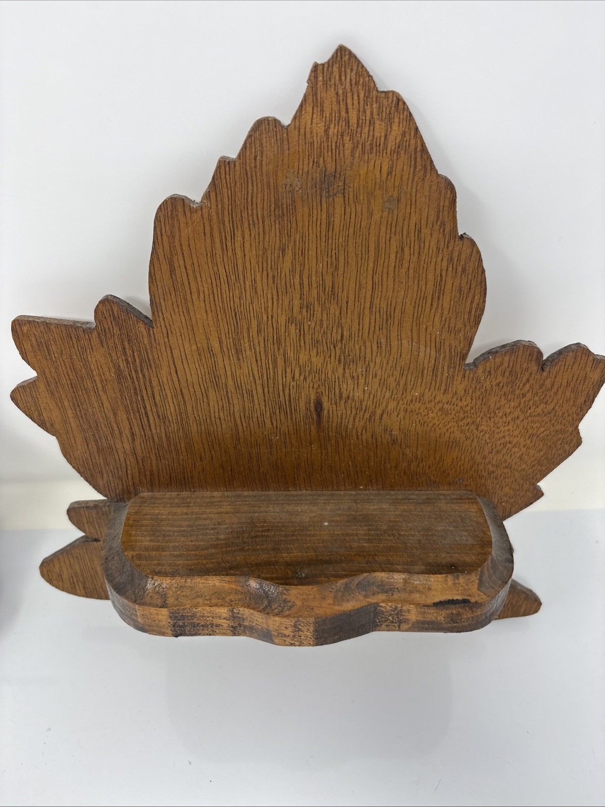 Vtg Pair Of Handmade Wood Maple Leaf Knick Knack Shelves Imperfect READ Granny