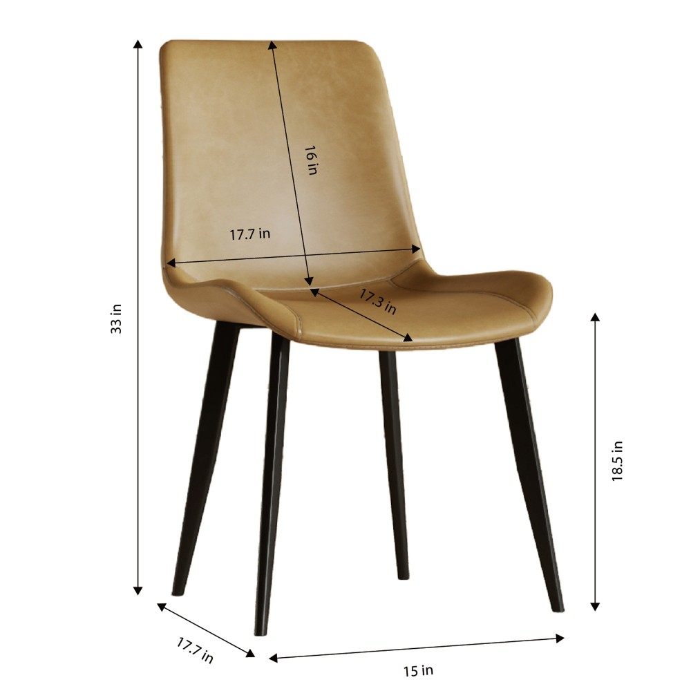 4 Dining Chairs PU Leather Carbon Steel Legs Curved Backrest Padded Seats