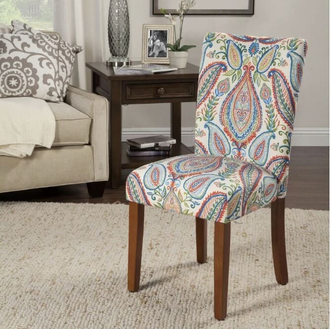 Parson Side Kitchen Dining Chairs Set of 2 Multi Color Comfortable Upholstered
