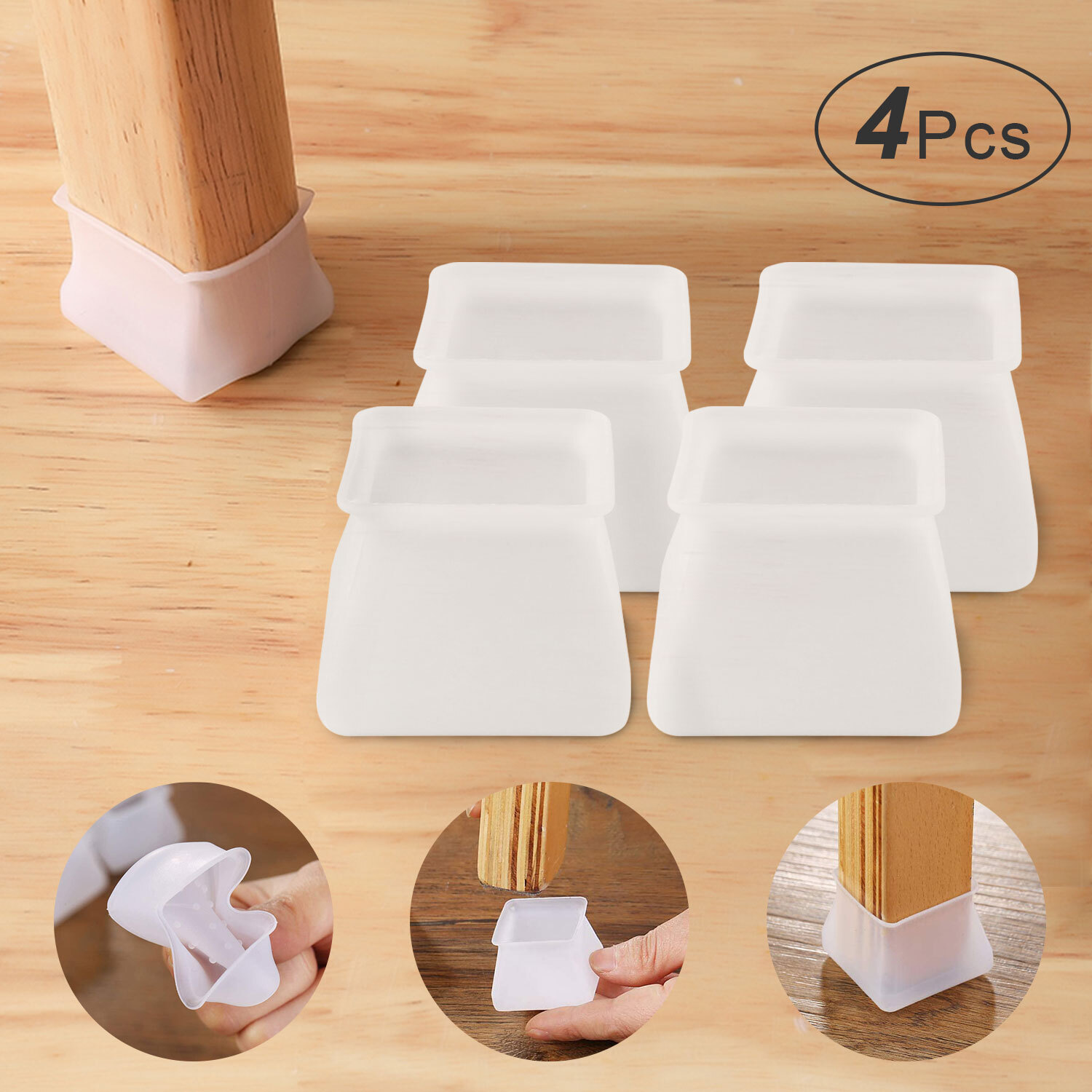 Square Silicone Leg Pads 4-12PCS – Chair Foot Protectors | Furniture Cover Set U