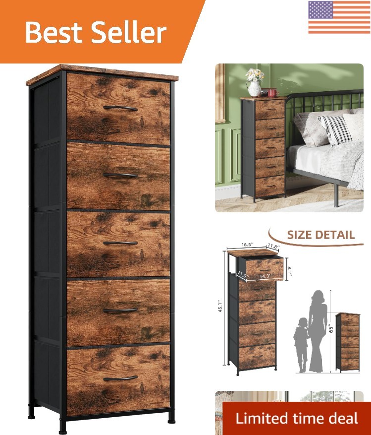Modern Tall Dresser with Eco-Friendly Design – 5 Drawer Organizer for Every Room
