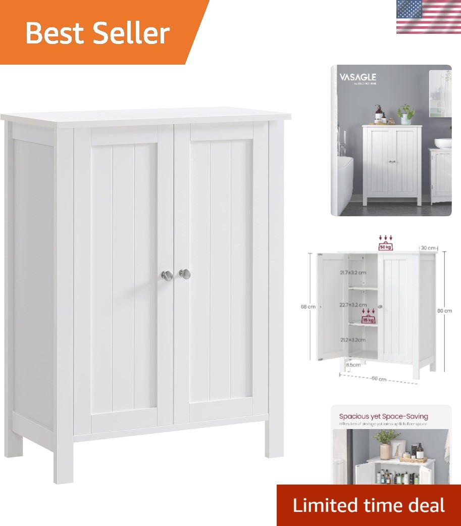 Multi-Purpose Freestanding Storage Unit with 2 Adjustable Shelves in Cloud White