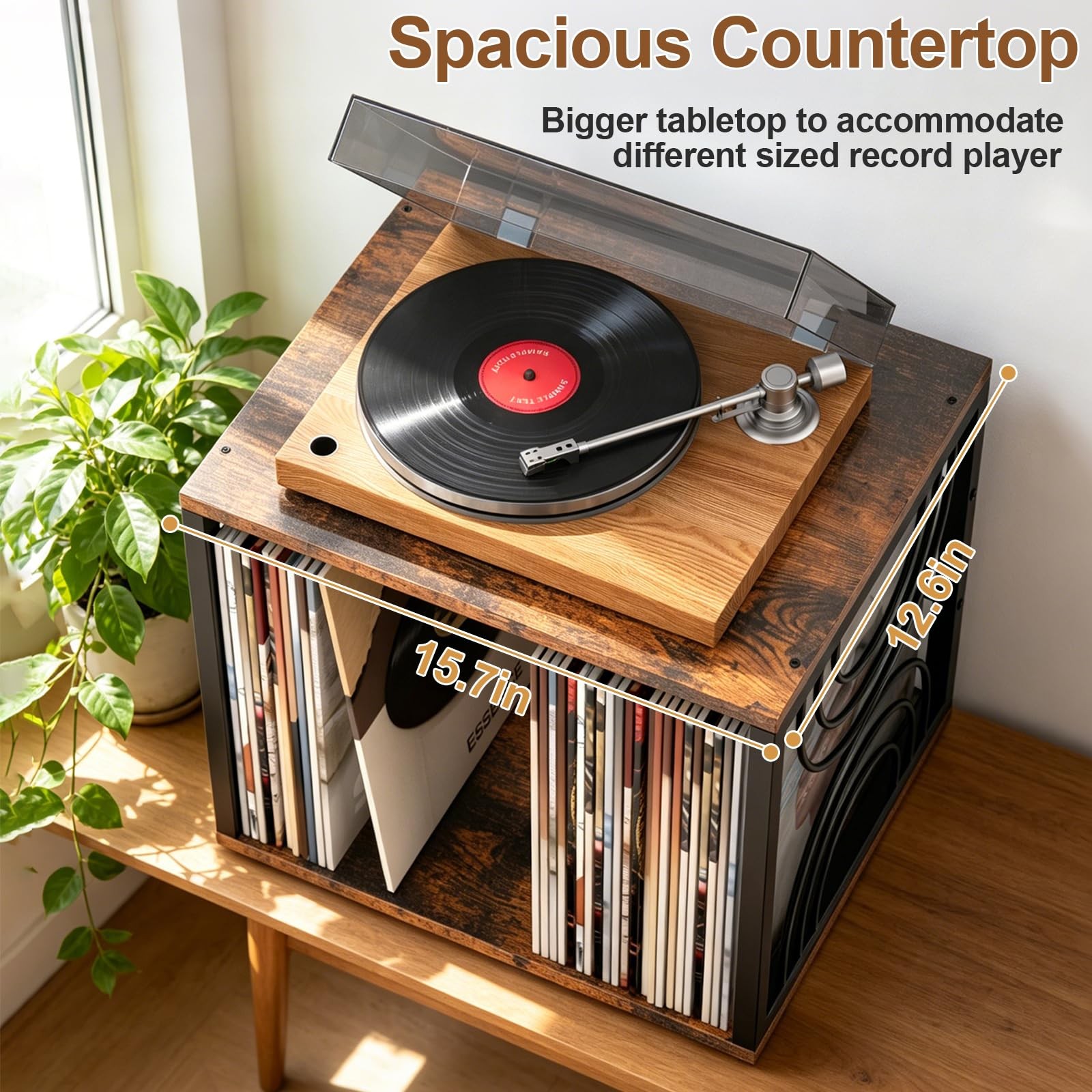Wood Vinyl Record Storage,DIY Stackable Record Holder,Holds 80-100 LPs,Retro …