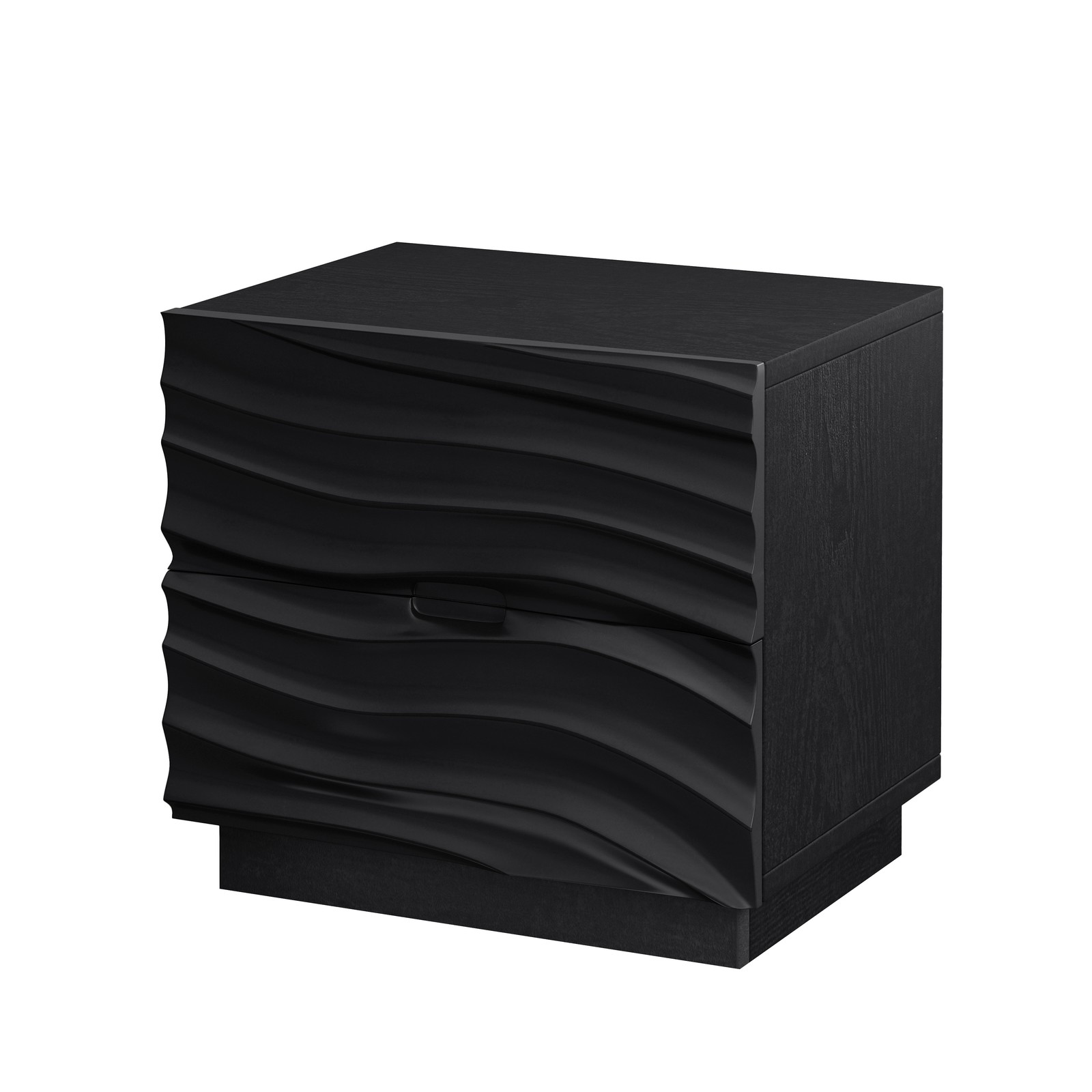 Solid Wood Nightstand with 2 Drawers, Black, 23.62″ L x 15.75″ W