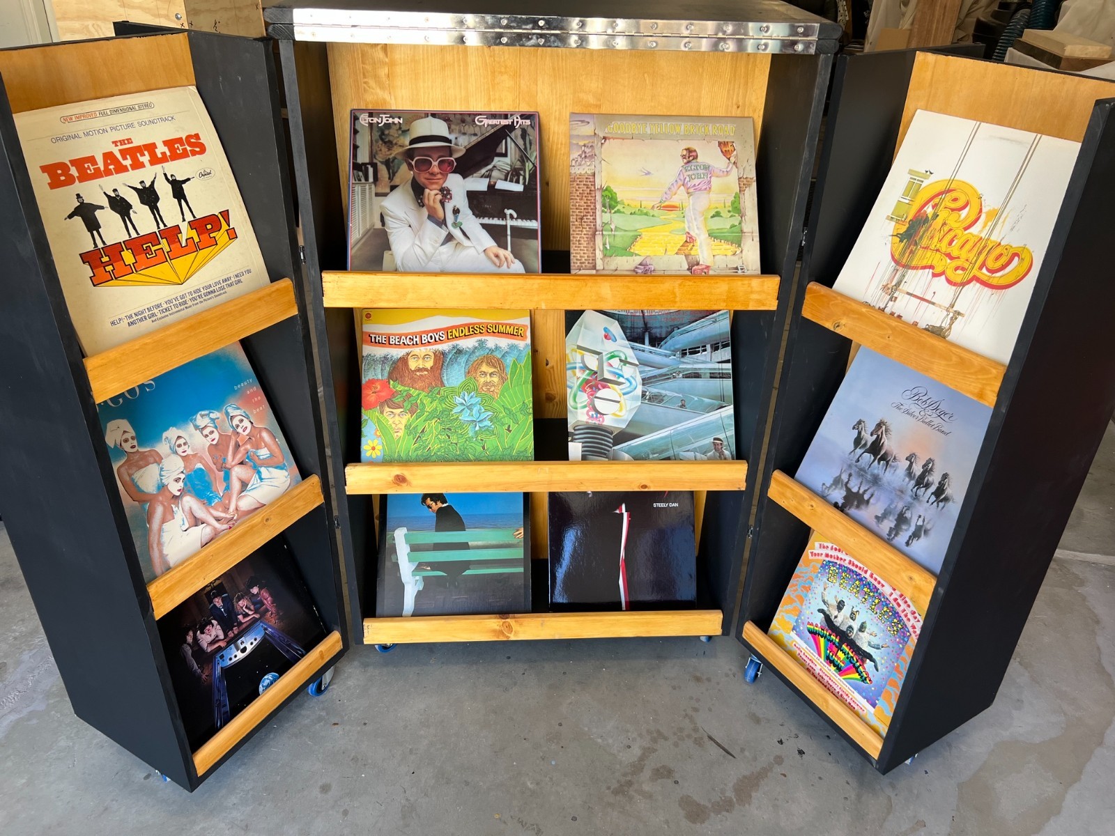 Vinyl Record Stand Large Storage Display Media Console Cabinet US – LA Local PU