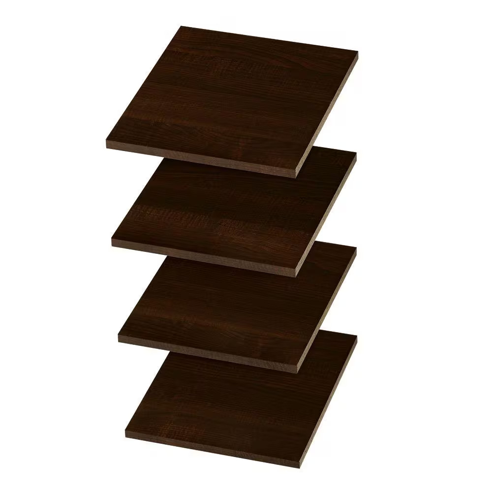 14 In. D X 12 In. W Espresso Wood Shelf (4-Pack)