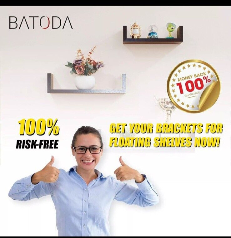 BATODA – 6″ Floating Shelf Bracket (8 Pcs) – Solid Steel Blind Shelf Supports –