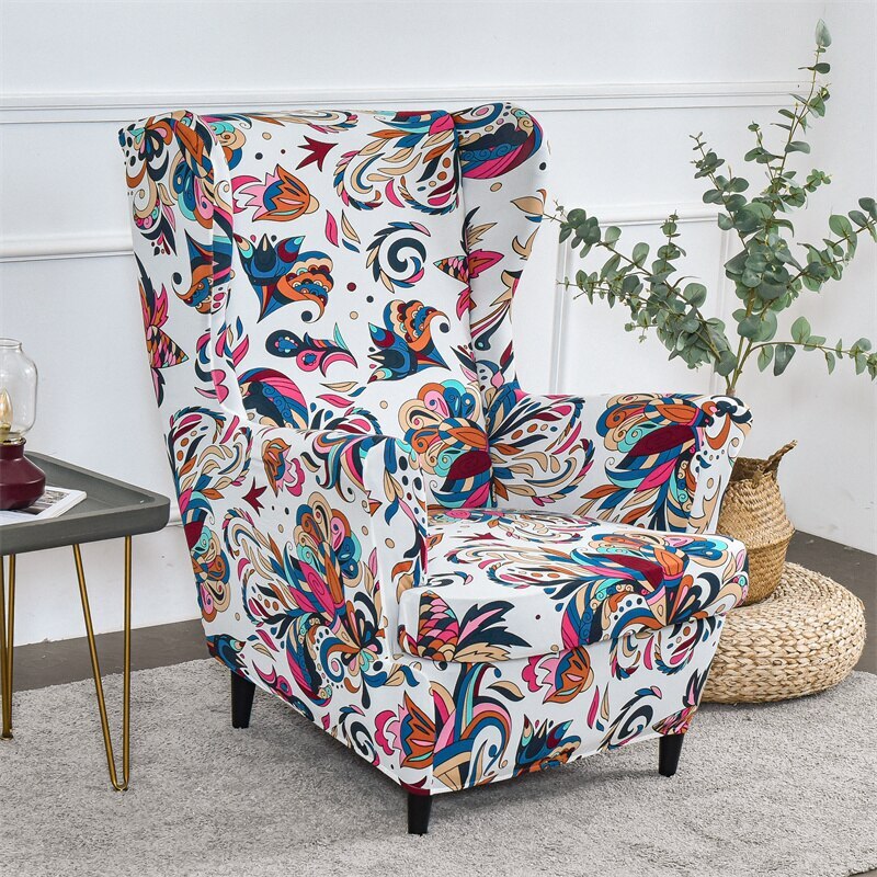 Elastic Wing Chair Cover Tropical Plant Armchair Covers Sofa Slipcover Protector