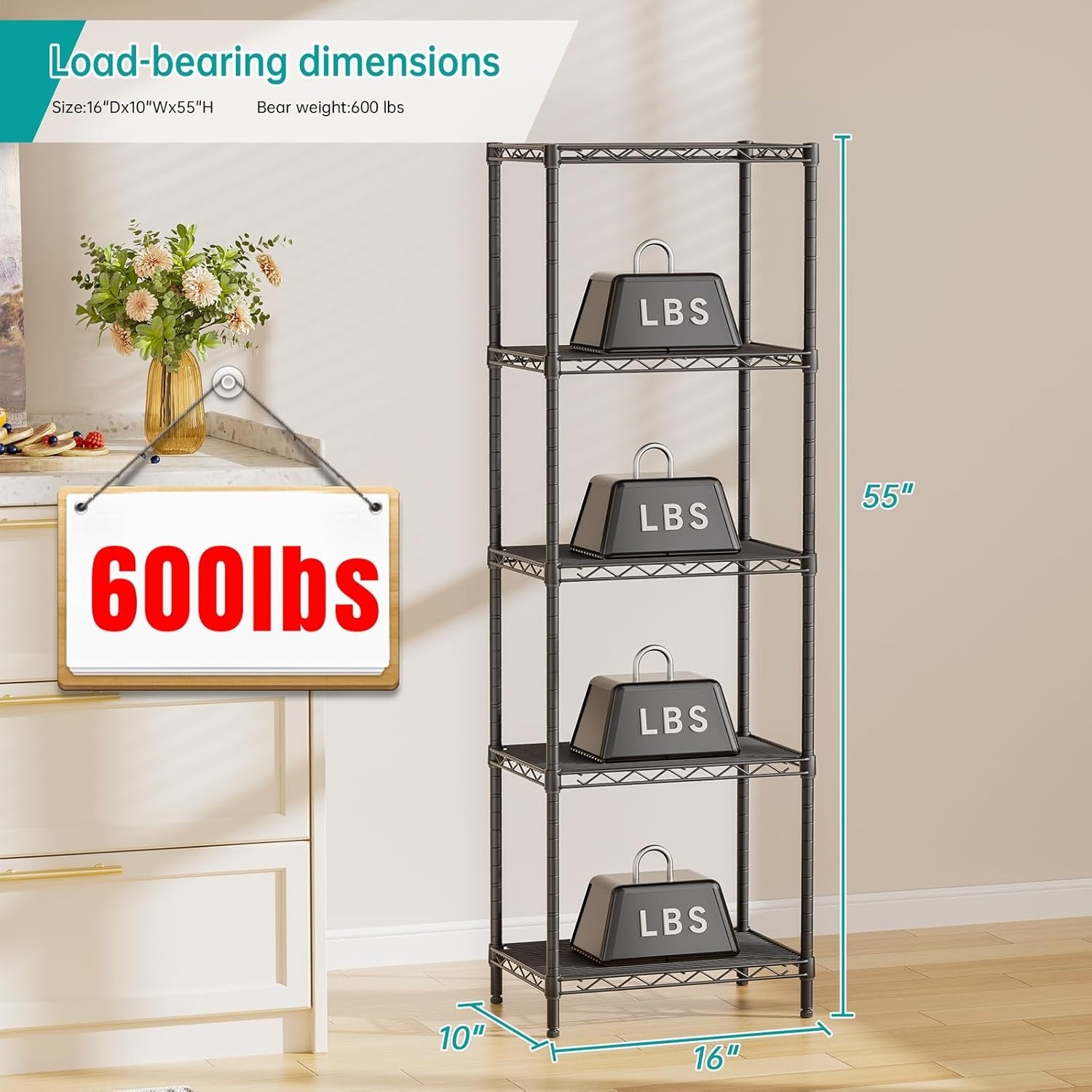 Multi-Use Adjustable Metal Storage Rack: Perfect for Closets, Kitchens, and More