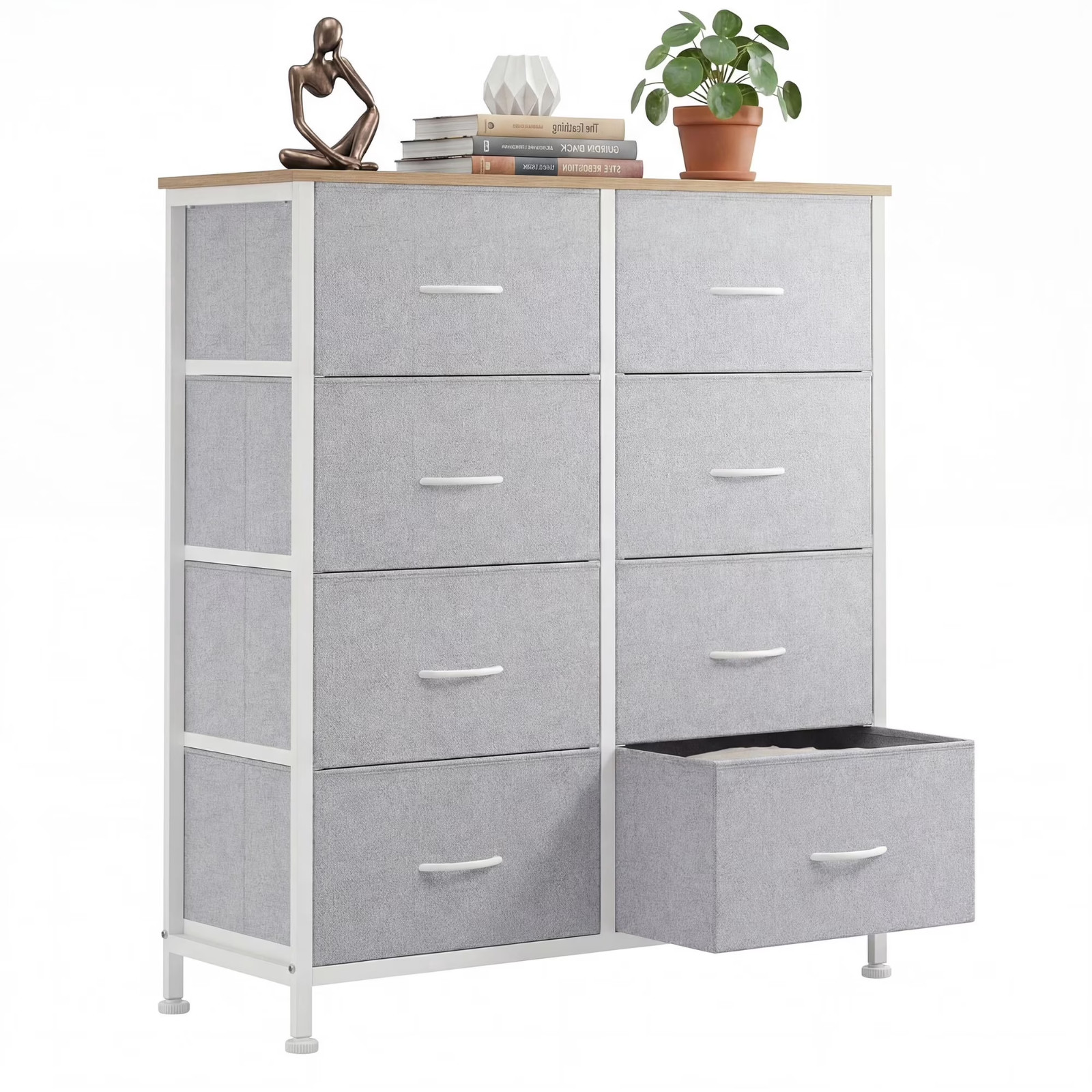 8-Drawer Fabric Dresser Storage Chest for Bedroom, Closet, Entryway, Light Gray