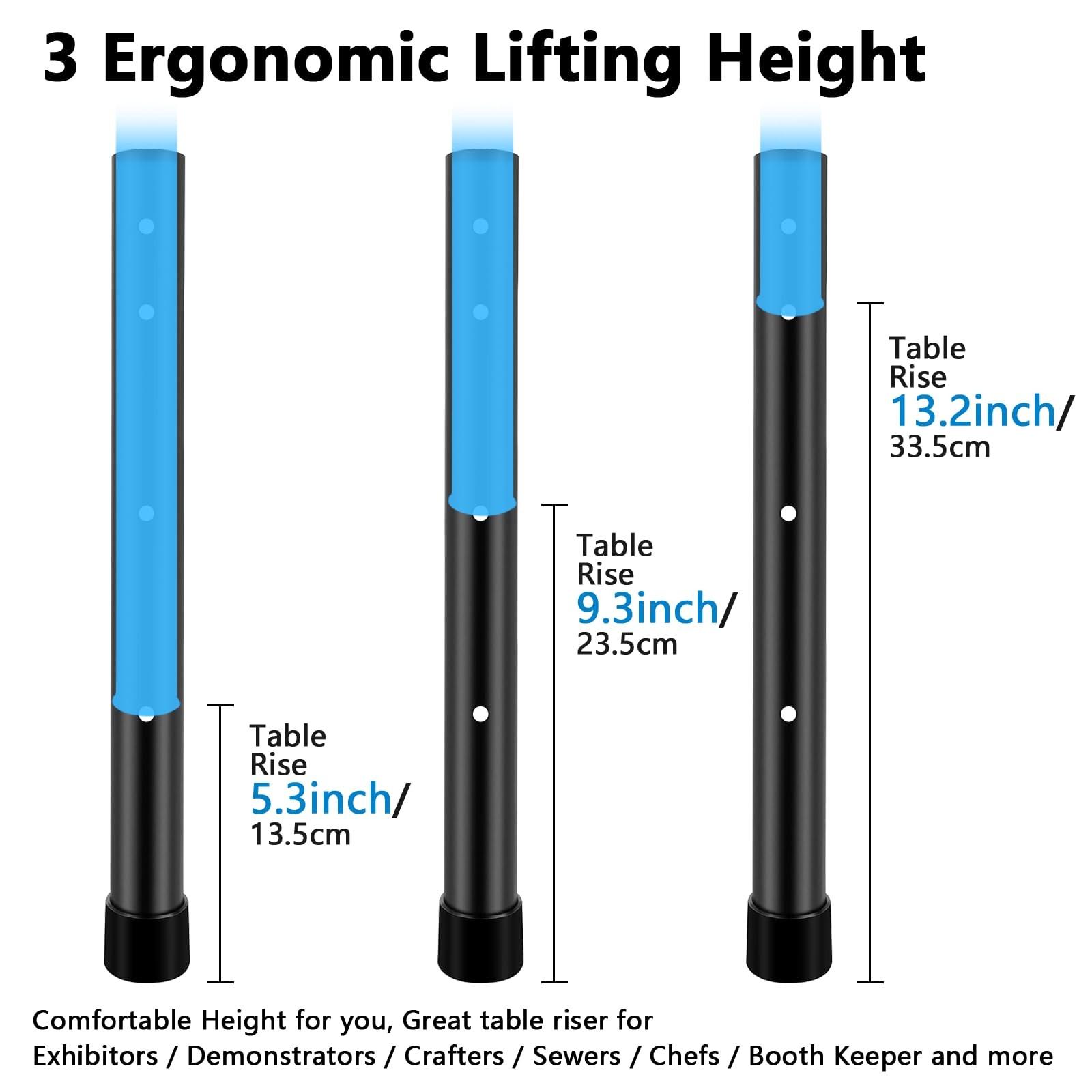 4 Packs Table Leg Extenders, Adjustable Table Leg Risers, Black Heavy Duty Steel