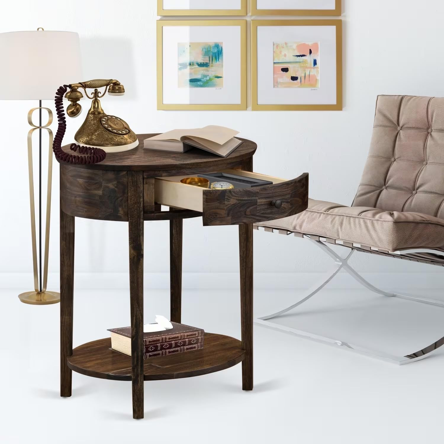 Distressed Jacobean Small End Table with 1 Drawer – Sturdy & Stylish