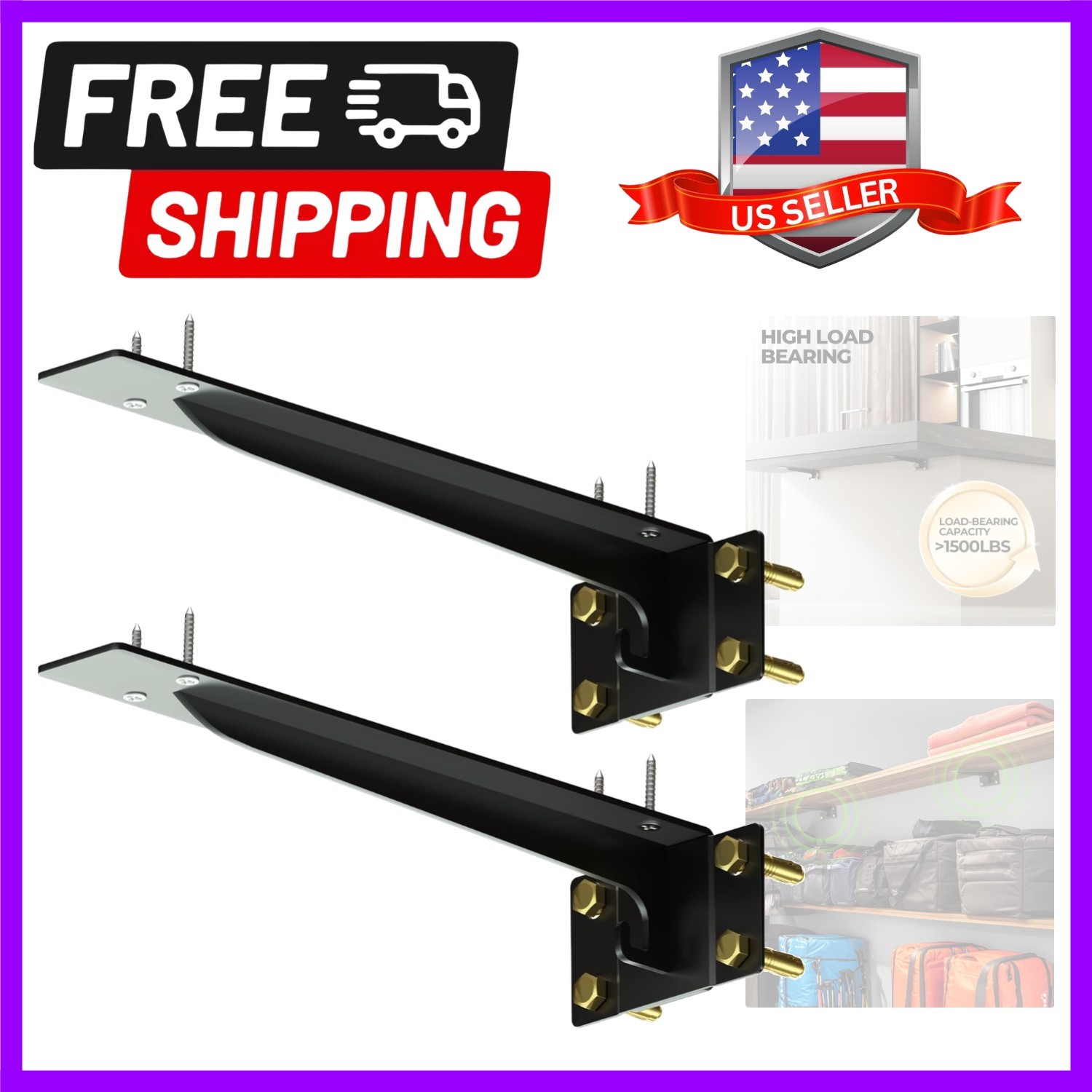 Heavy Duty Shelf Brackets 12 Inch, 1500 lbs Capacity, Hooks for Wall Mounted …