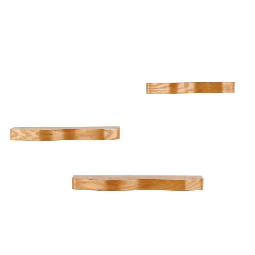 24 In. W X 6 In. D Brown Handmade Wood Decorative Wall Shelf with Various Sizes