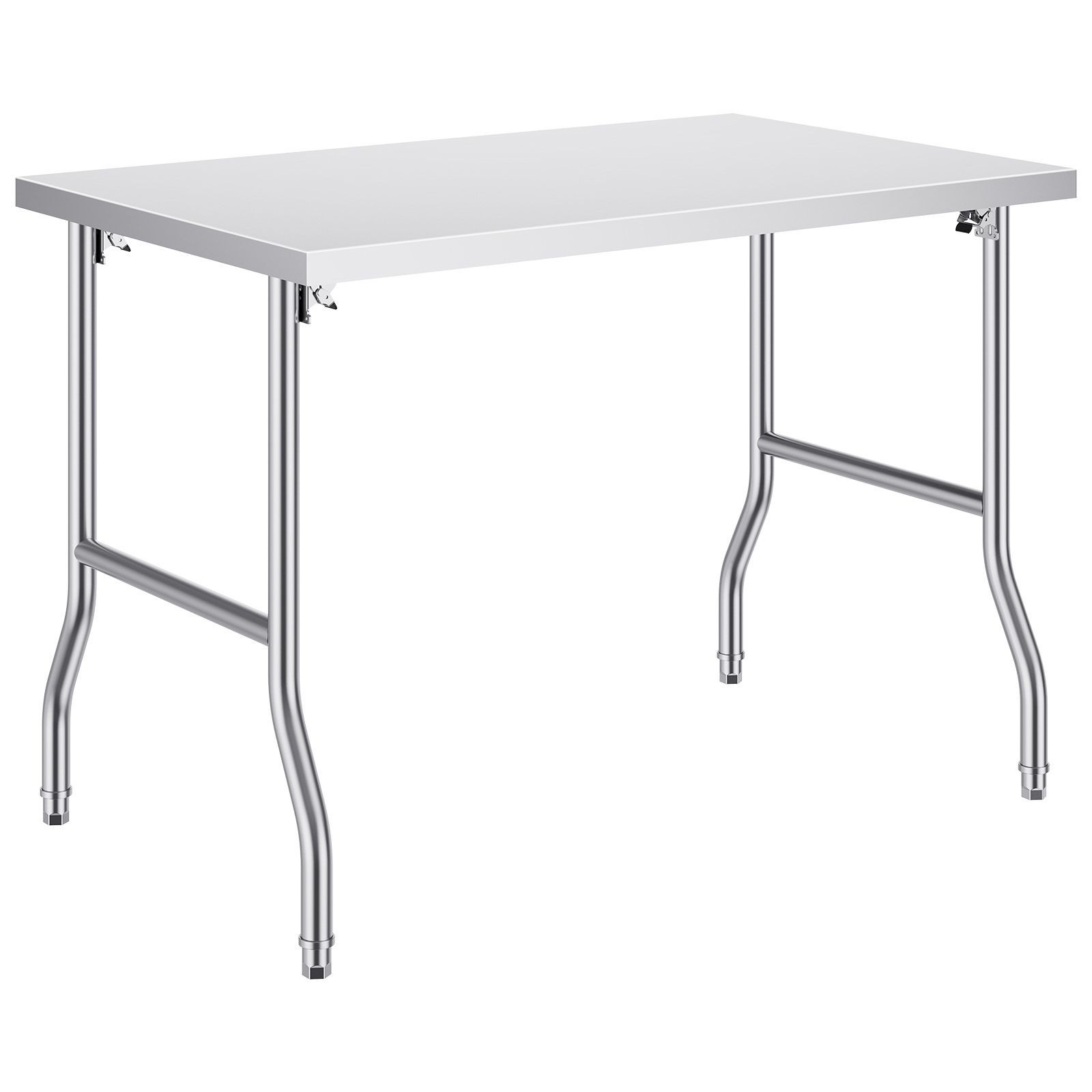 Folding 48x30in Stainless Steel Prep Table, 300lb Load, Kitchen Workstation