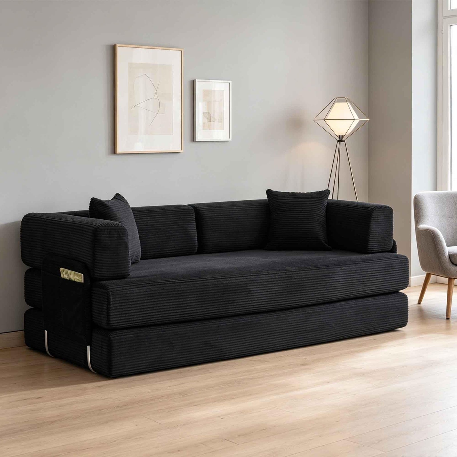 Convertible Sleeper Sofa Bed ,Modern Loveseat Couch Floor Sofa for Living Room