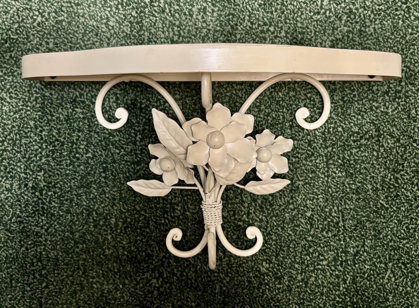 Vintage Metal Wall Shelf w/ Flowers~Garden French Country Shabby Chic Glam