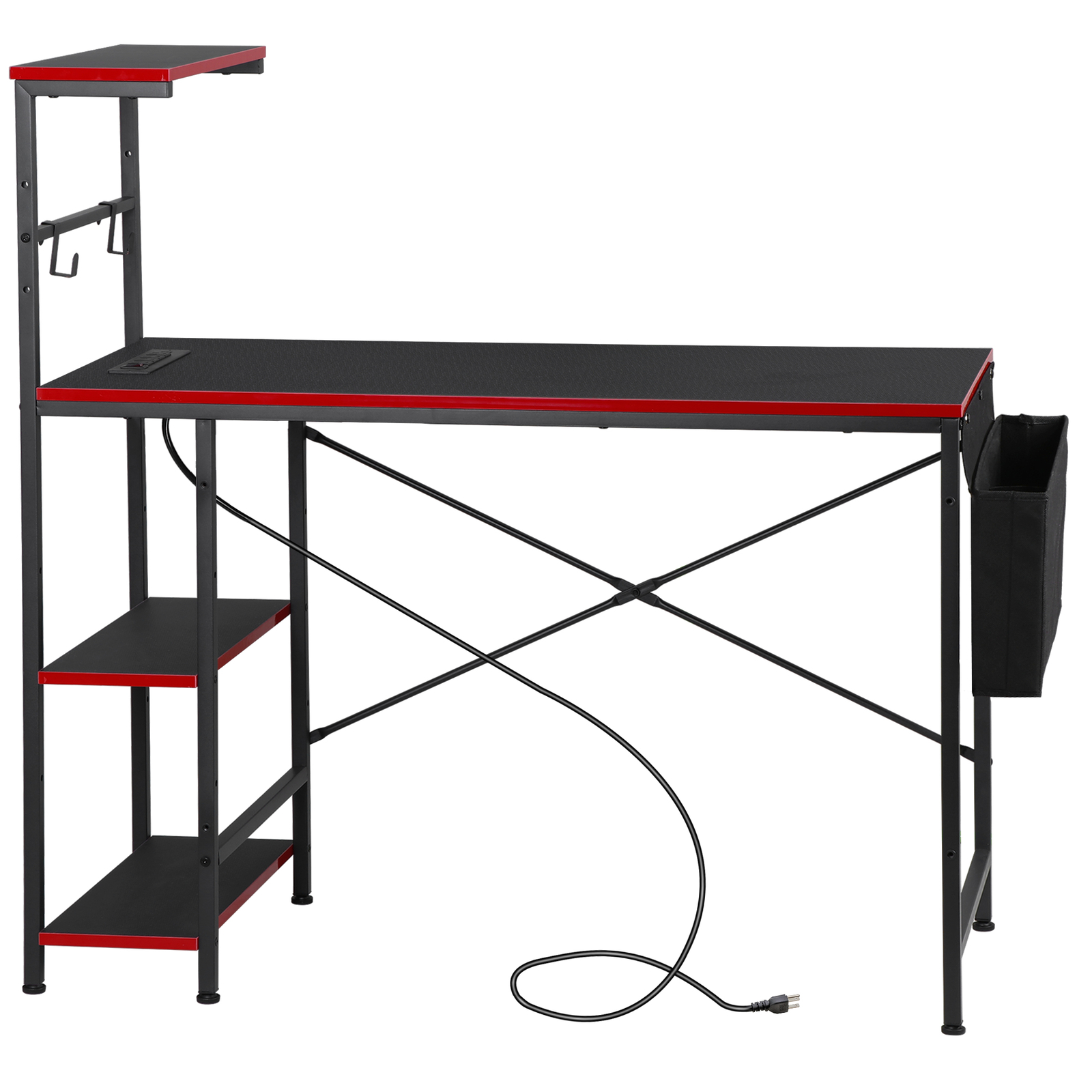 44-Inch Seamless Gaming Desk with Built-In Outlets and Vibrant LED Lights