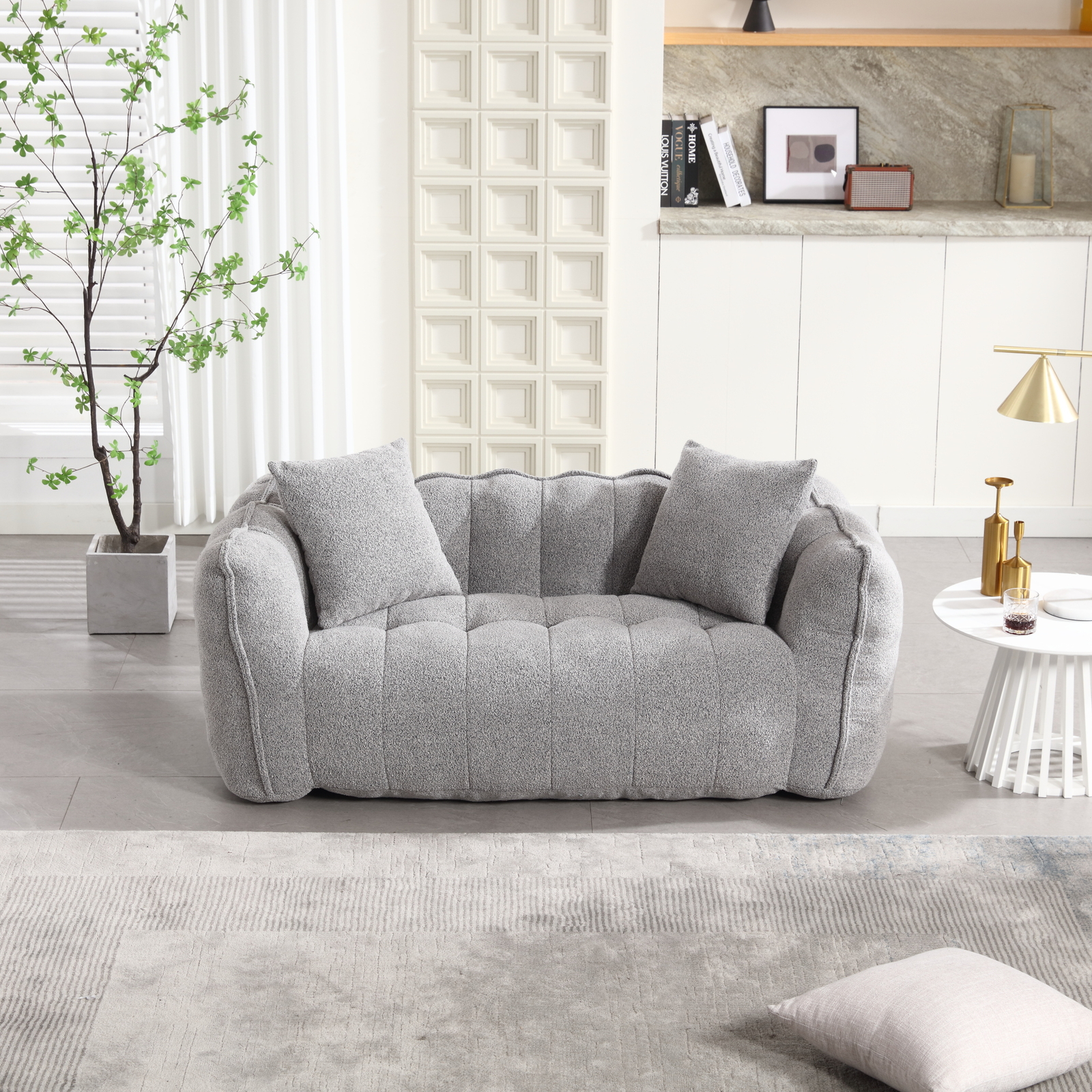 Bean Bag Sofa with high resilience foam core Bean Bag Chair for 2 people Grey