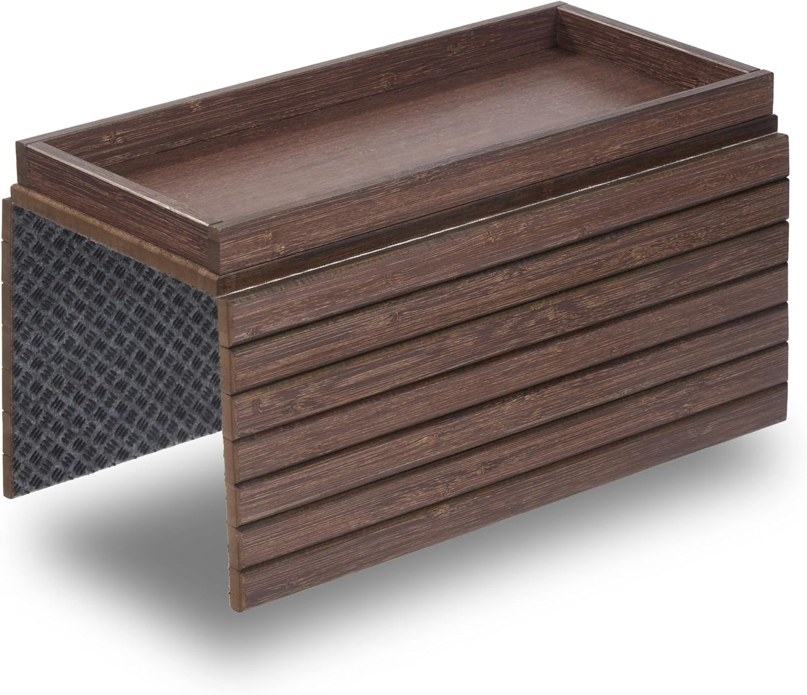 Couch Arm Tray with Storage Box Bamboo Fits Armrests 6 Inches and Wider Non Slip
