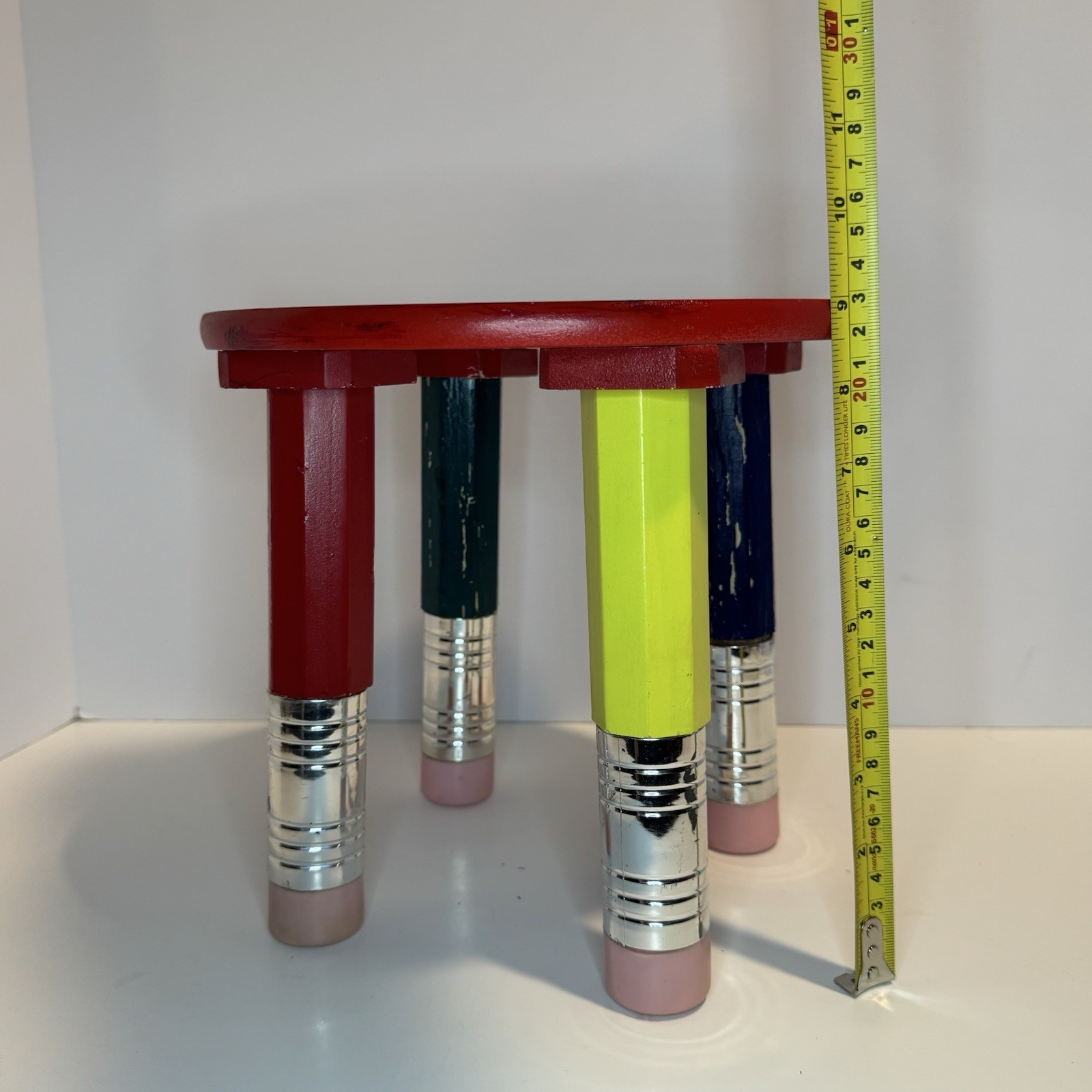 Vintage 1980s Pierre Sala Crayons Pencil Wood Multicolored Child’s Stool