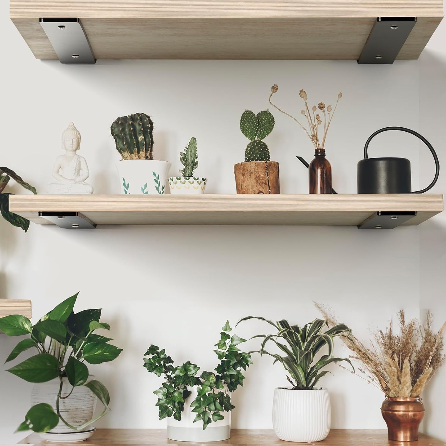 Versatile 2 Pack 12 Inch Floating Shelf Brackets – Easy to Install, Max 40 lbs