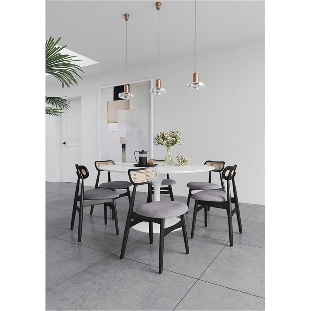 Manhattan Comfort Colbert 18.11″ Wood Dining Chair in Black/Gray (Set of 2)