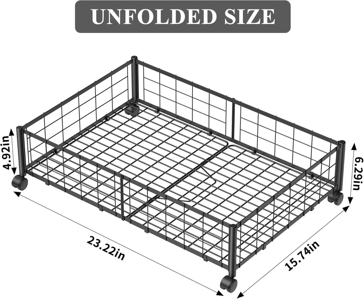under Bed Storage with Wheels, 360° Rotating, No-Assembly Underbed Storage Conta