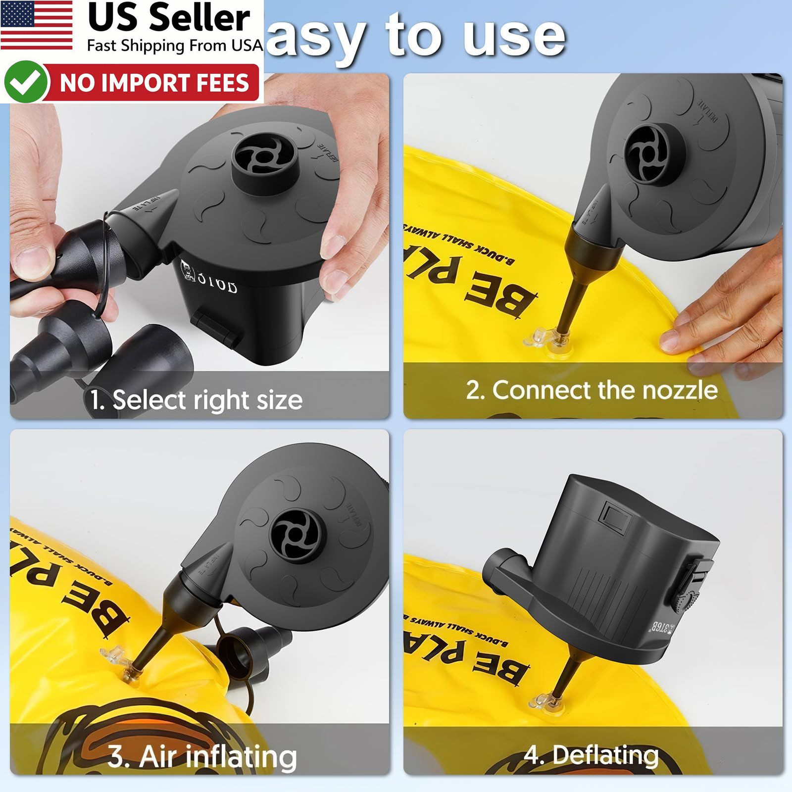 Battery Powered Electric Air Pump Wireless Quick-Fill Inflator Deflator FROM USA