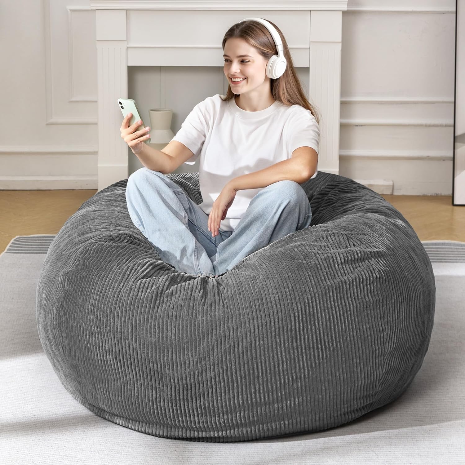 3FT Bean Bag Chairs Teardrop Bean Bag Chair Adults Beanbag Chair W/ Memory Foam
