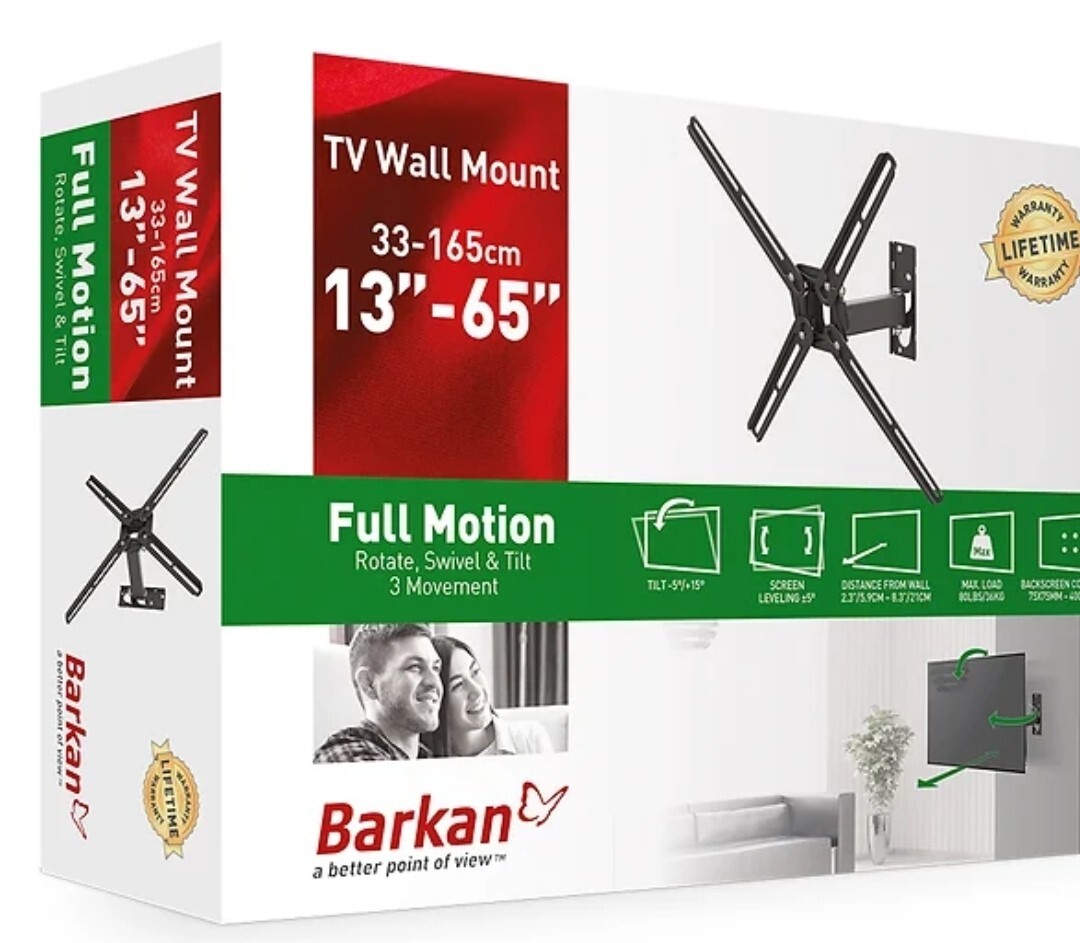 Full Motion TV Wall Mount – 13″-65″ Extension, Swivel & Tilt- VESA standard