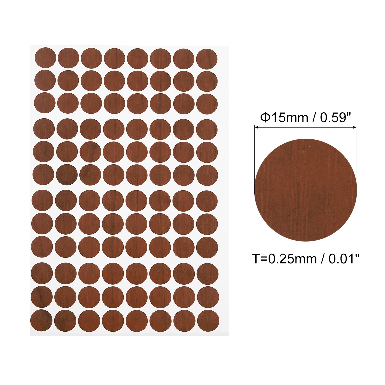 5 Sheets/480Pcs Screw Hole Stickers, 15mm Brown Self-Adhesive Sticker