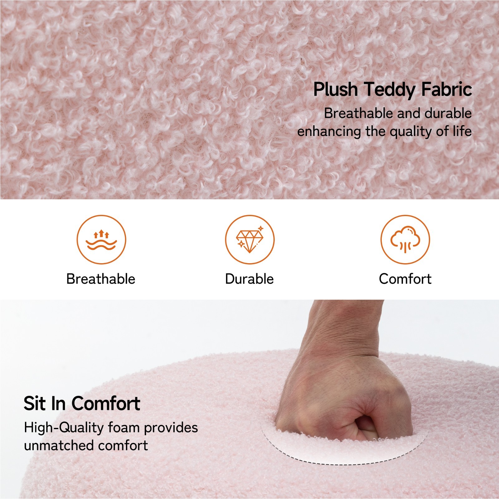 Korser Teddy Fabric Cloud Storage Ottoman with Hidden Storage Set of 2