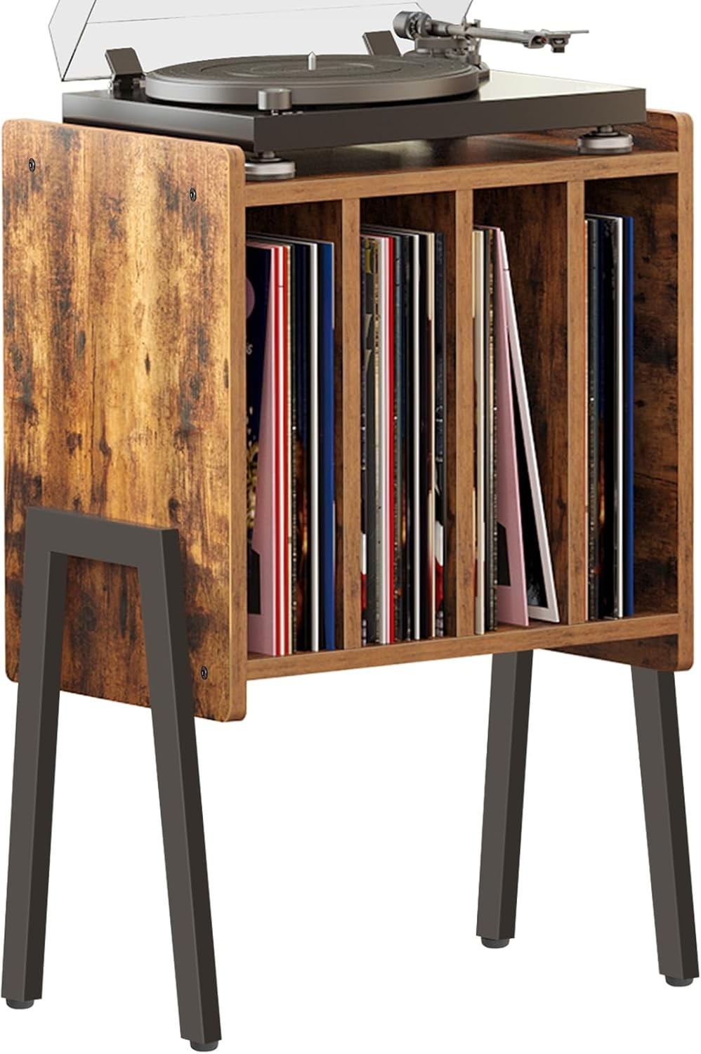 Record Player Stand Table with Vinyl Storage Shelf Nightstand