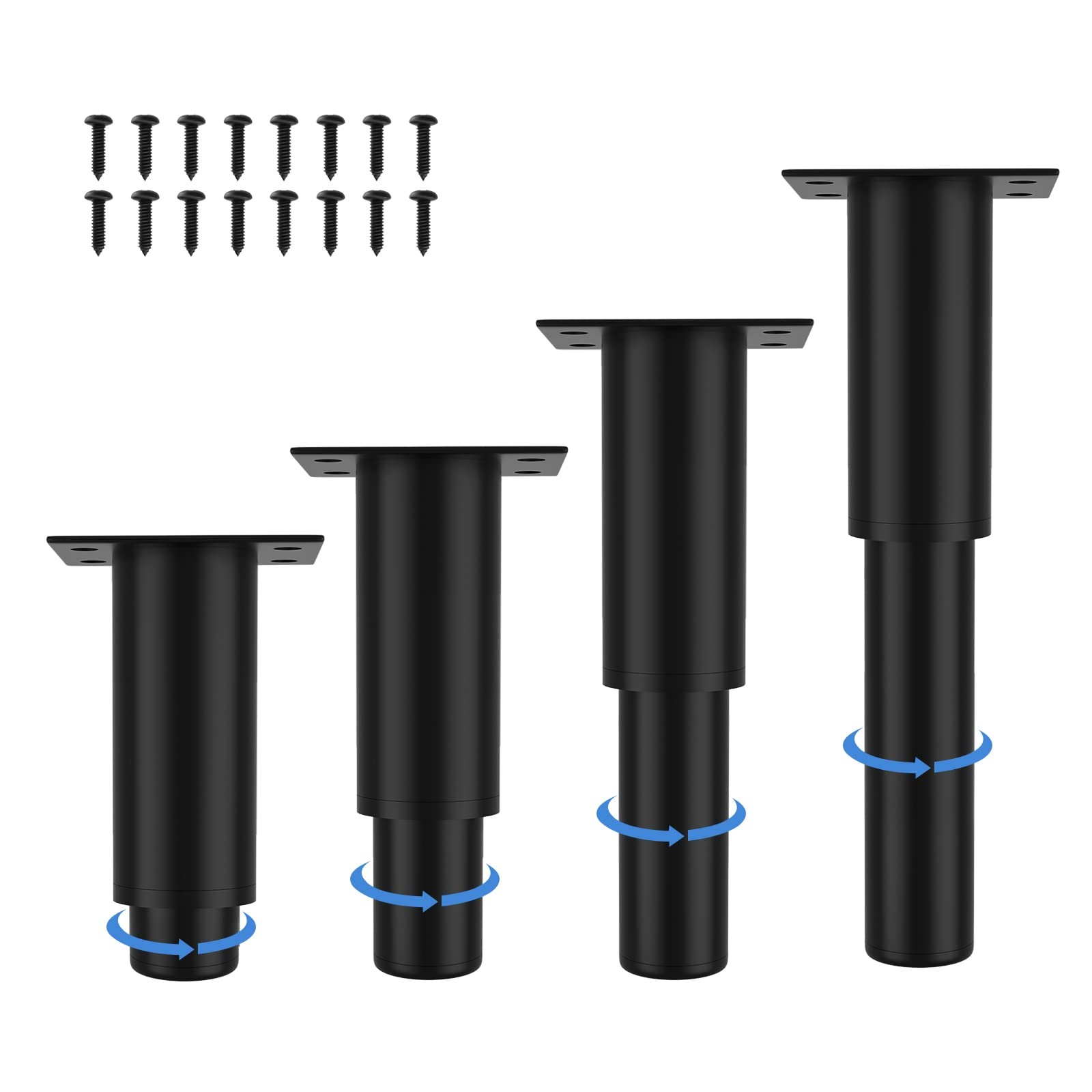 4Pcs Adjustable Metal Furniture Legs 5.9-9.8 Inch For Cabinet Couch Bed Set