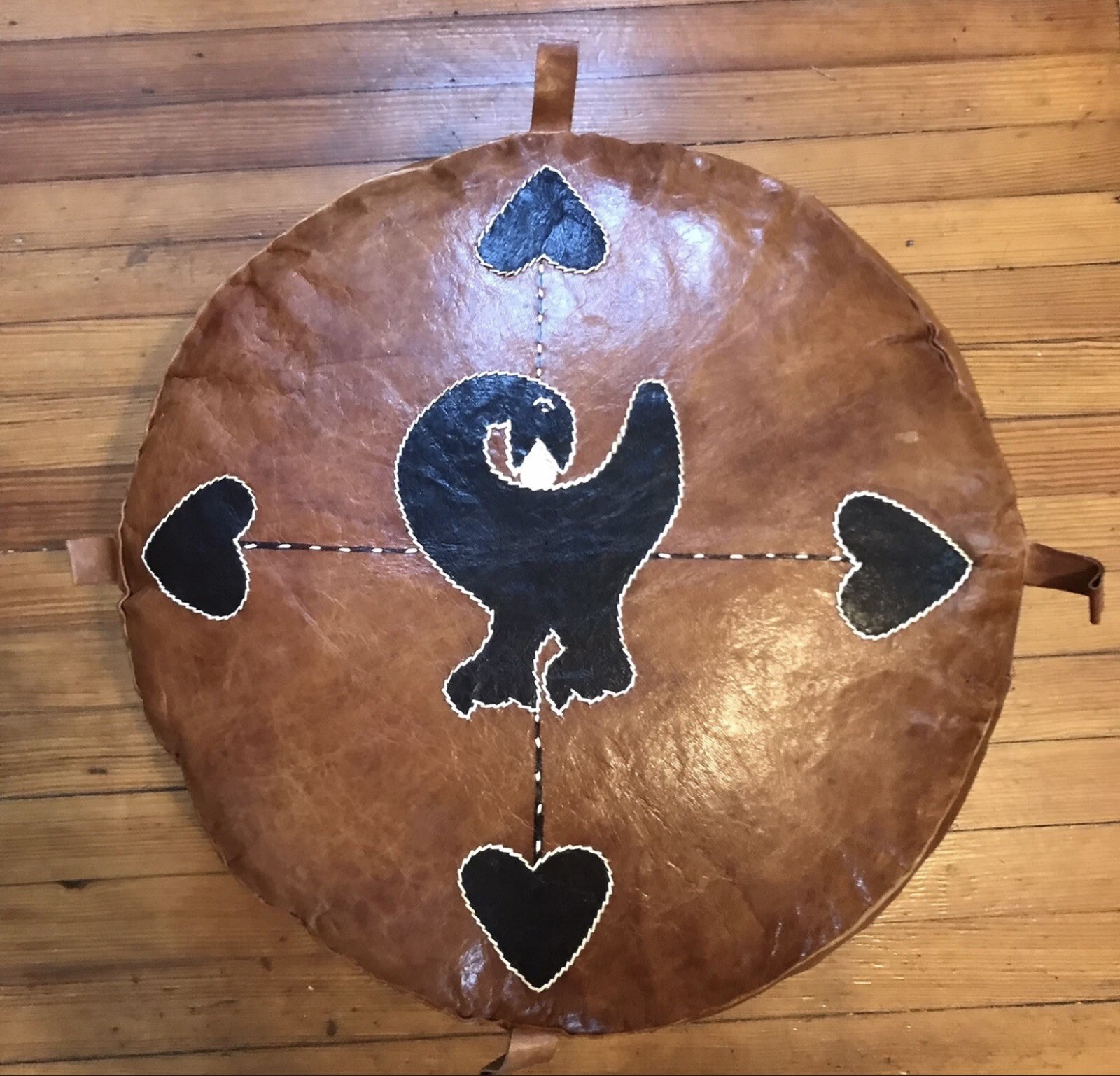 Afrika Morocco Leather Pouf Sankofa Design Ghana Egg Bono Adinkra Akan Twi Fante