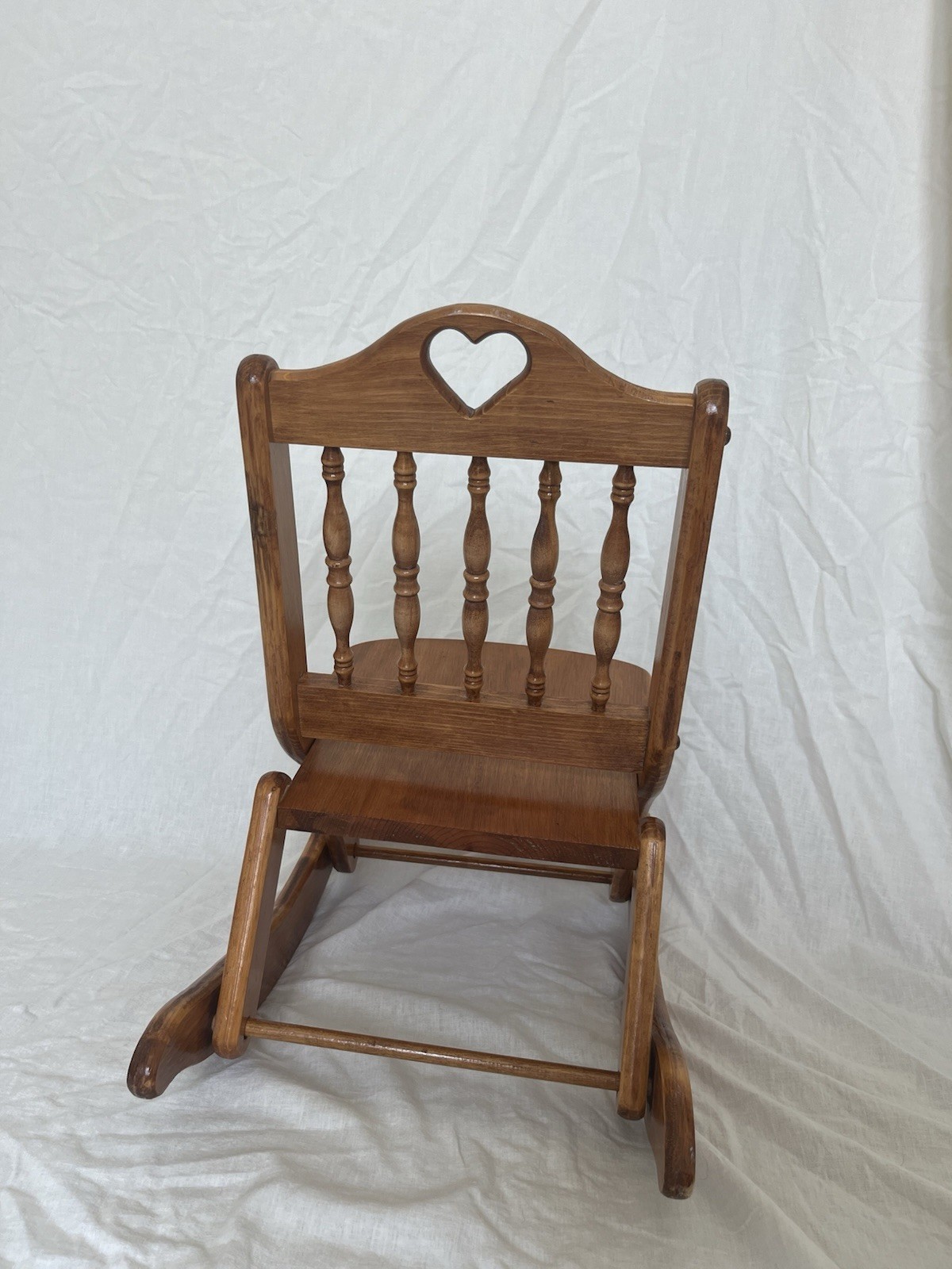 Vintage Wooden Folding Rocking Chair Heart Cutout 21in H x 13in W
