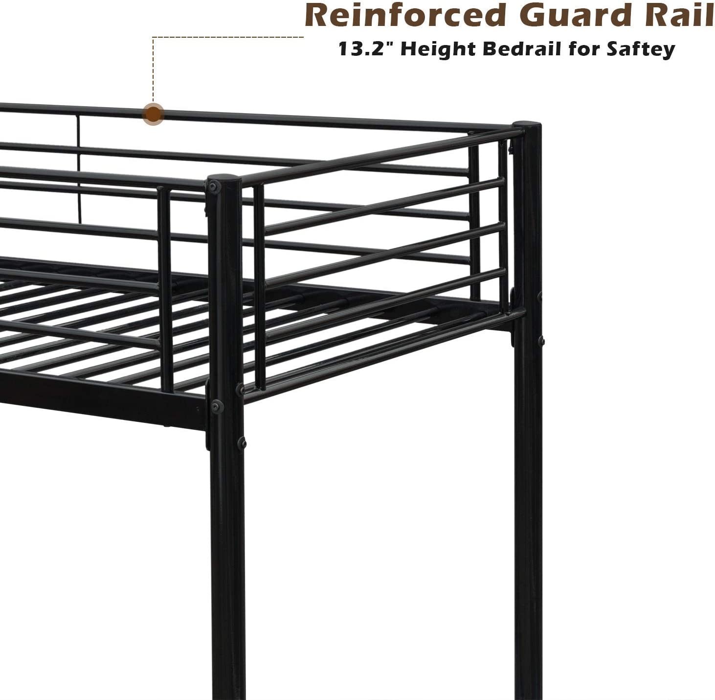 Twin Over Twin Metal Bunk Beds Convertible Bed Frame with Ladder Heavy Duty