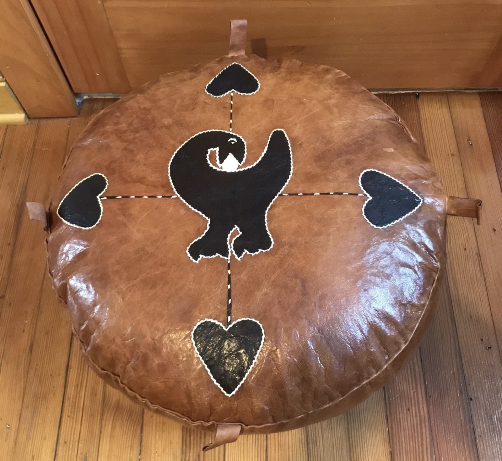 Afrika Morocco Leather Pouf Sankofa Design Ghana Egg Bono Adinkra Akan Twi Fante