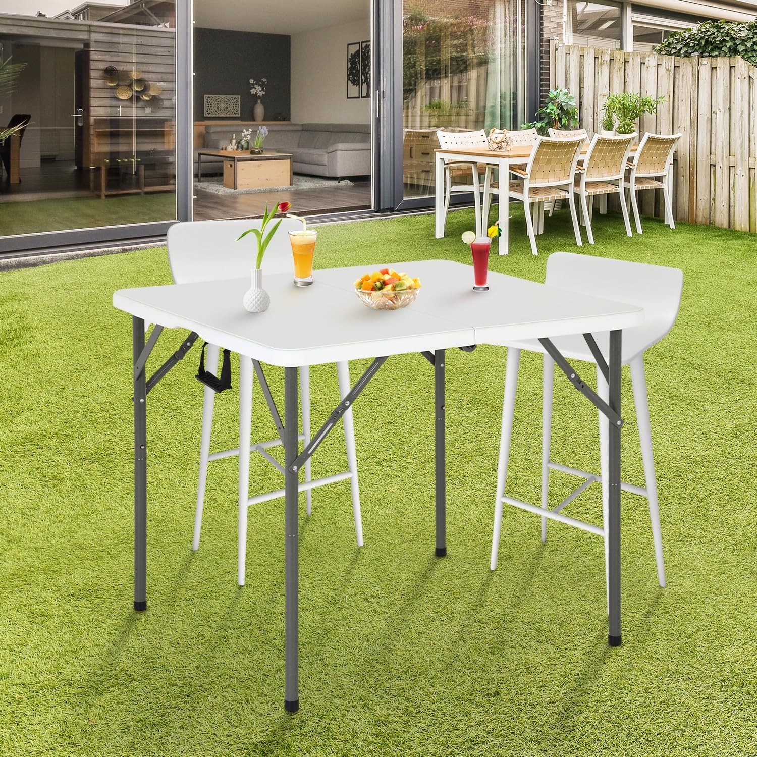 FDW 34 Folding Card Table Plastic Table Portable Square Height Dining Table Perf