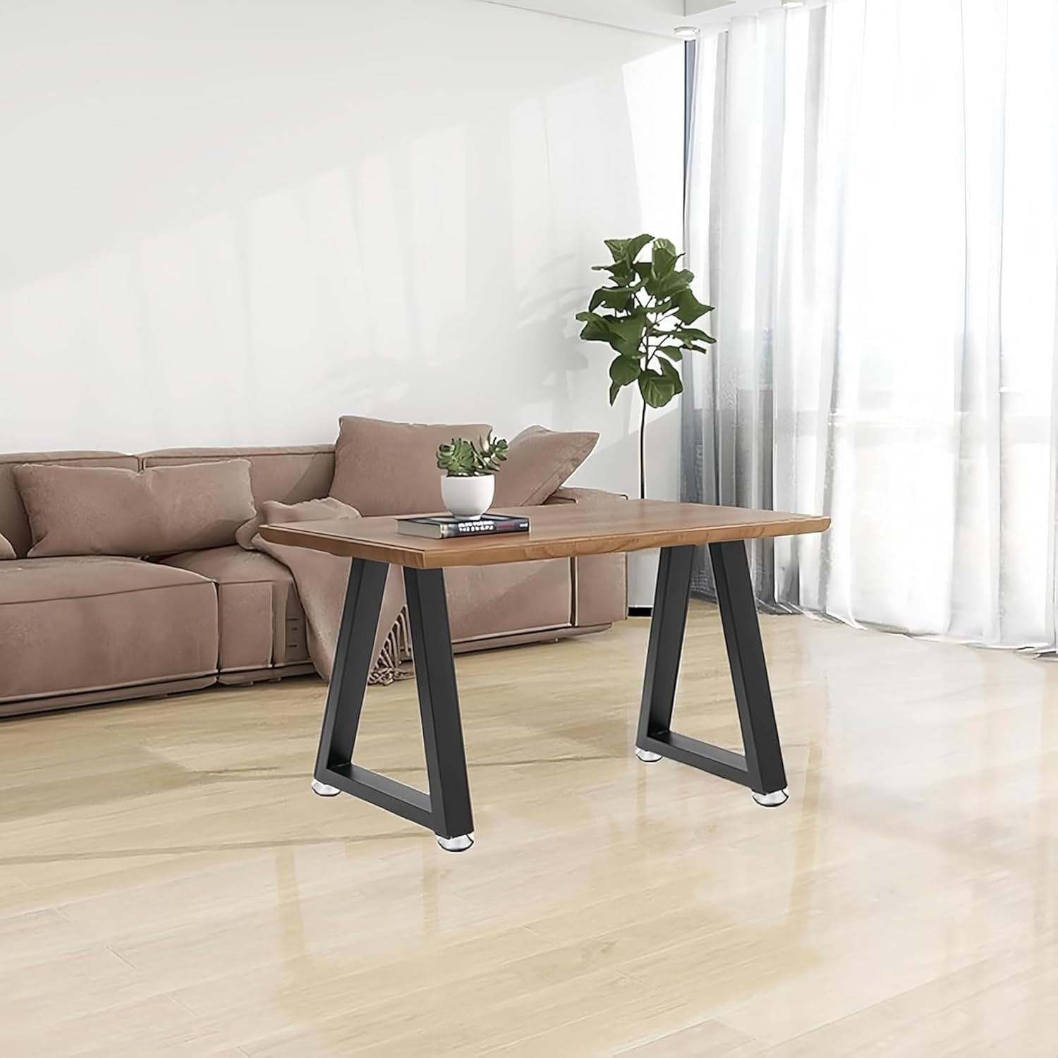 22″ Heavy-Duty Trapezoid Metal Desk Legs with Adjustable Feet Pads, 800Lb Capaci