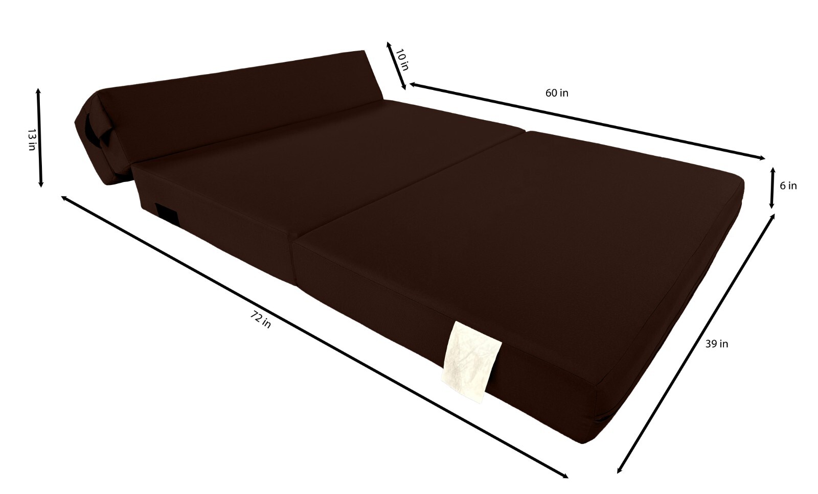 Twin Lounger Folding Foam Mattress, Foldable Sofa Bed Sit Sleep 6x39x80 Brown