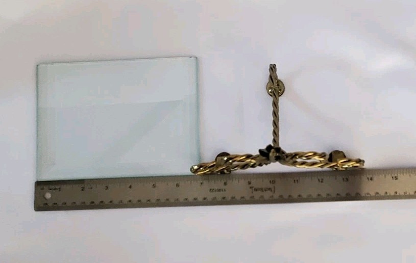 Vintage Gold Tone Metal & Glass Wall Shelf Twisted Rope Design 7″x5″x5″