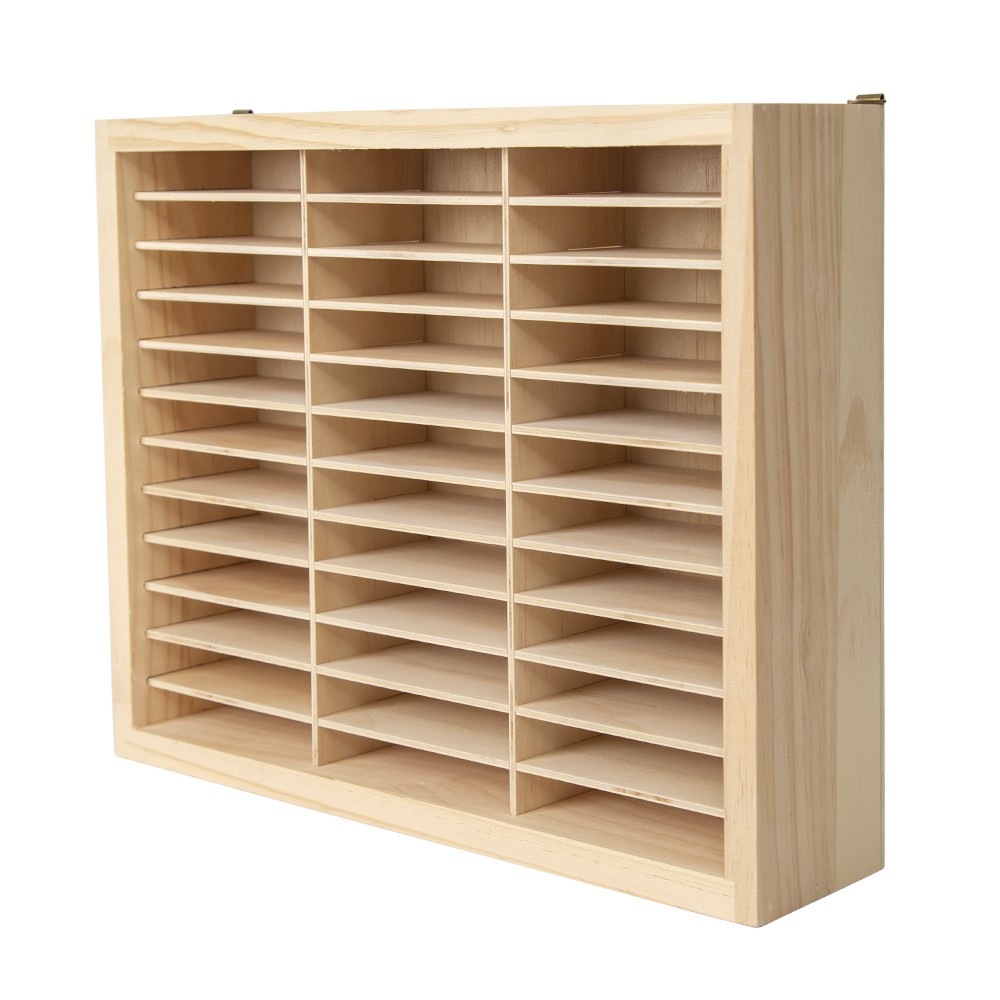 36 Grids Wall Mount Wood CD Storage Display Rack Collection Shelving Case Holder